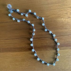 Crochet and faux pearl necklace
